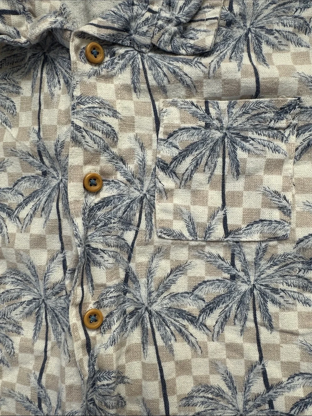 🌴 18M Toddler Blue & Cream Palm-Print Shirt & Shorts Set - Picture 5 of 6